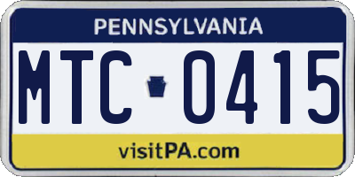 PA license plate MTC0415