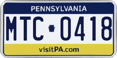 PA license plate MTC0418