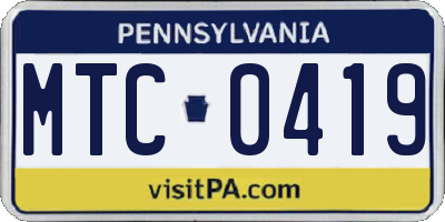 PA license plate MTC0419