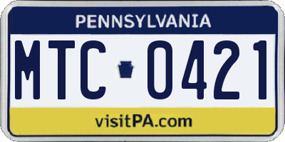 PA license plate MTC0421