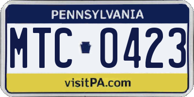 PA license plate MTC0423