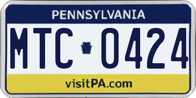 PA license plate MTC0424