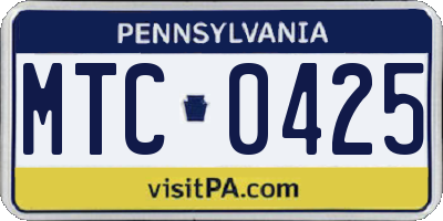 PA license plate MTC0425