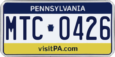 PA license plate MTC0426