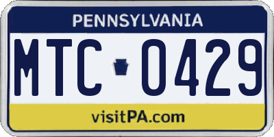 PA license plate MTC0429