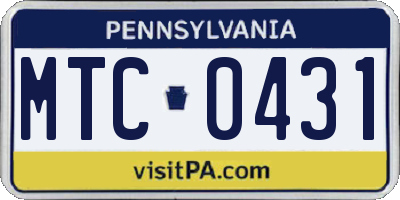 PA license plate MTC0431