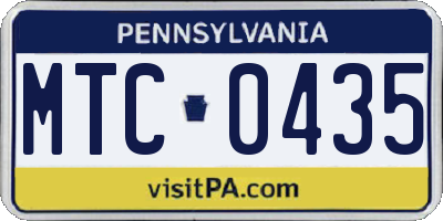 PA license plate MTC0435