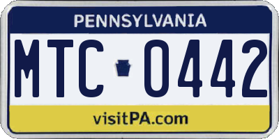 PA license plate MTC0442