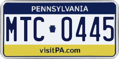 PA license plate MTC0445