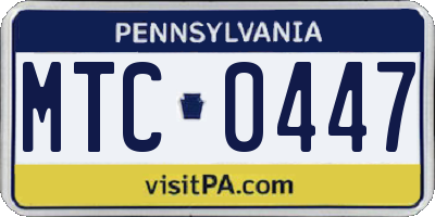 PA license plate MTC0447