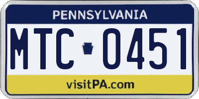 PA license plate MTC0451
