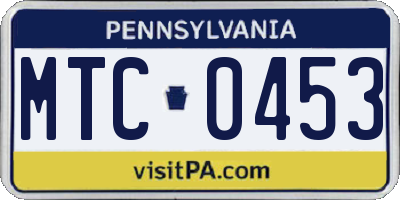 PA license plate MTC0453