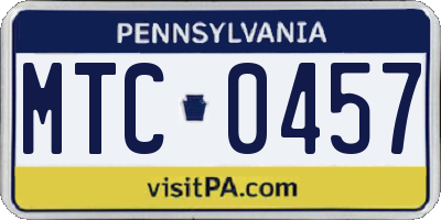 PA license plate MTC0457