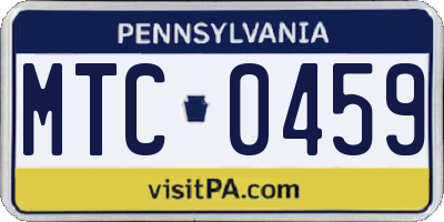 PA license plate MTC0459