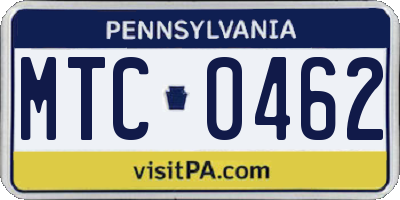 PA license plate MTC0462
