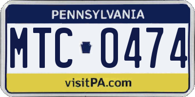 PA license plate MTC0474