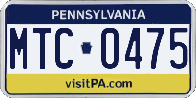PA license plate MTC0475