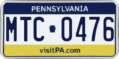 PA license plate MTC0476