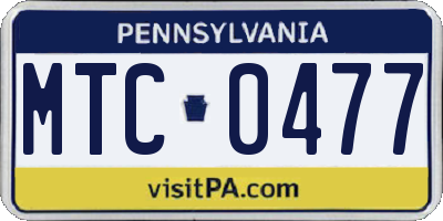 PA license plate MTC0477