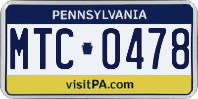 PA license plate MTC0478