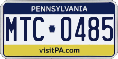 PA license plate MTC0485