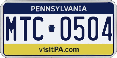 PA license plate MTC0504