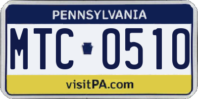 PA license plate MTC0510