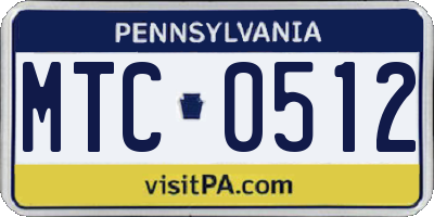 PA license plate MTC0512