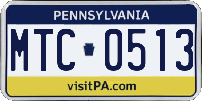 PA license plate MTC0513