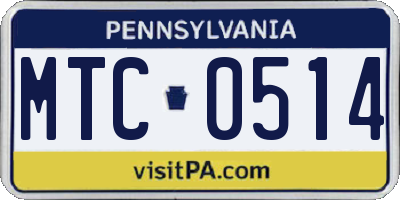 PA license plate MTC0514