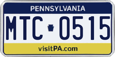 PA license plate MTC0515