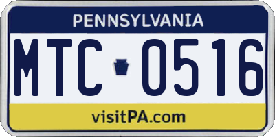 PA license plate MTC0516
