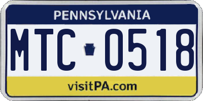 PA license plate MTC0518