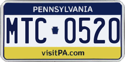 PA license plate MTC0520