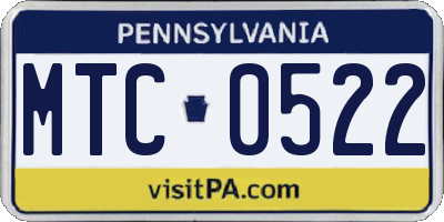 PA license plate MTC0522