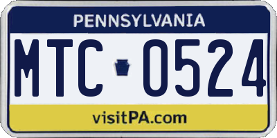 PA license plate MTC0524