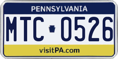 PA license plate MTC0526