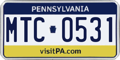 PA license plate MTC0531