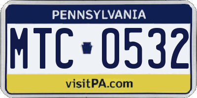 PA license plate MTC0532