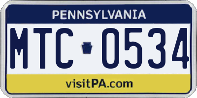 PA license plate MTC0534