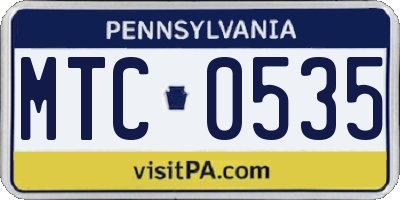PA license plate MTC0535