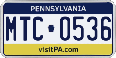 PA license plate MTC0536