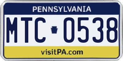 PA license plate MTC0538