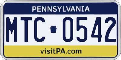 PA license plate MTC0542