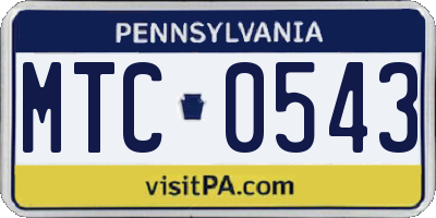 PA license plate MTC0543