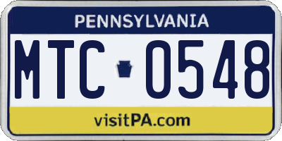 PA license plate MTC0548