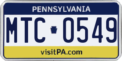PA license plate MTC0549