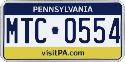 PA license plate MTC0554