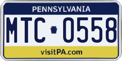 PA license plate MTC0558