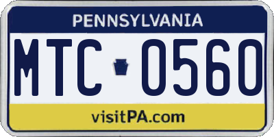 PA license plate MTC0560